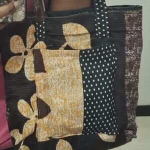 Brown and Yellow Floral Tote Bag
